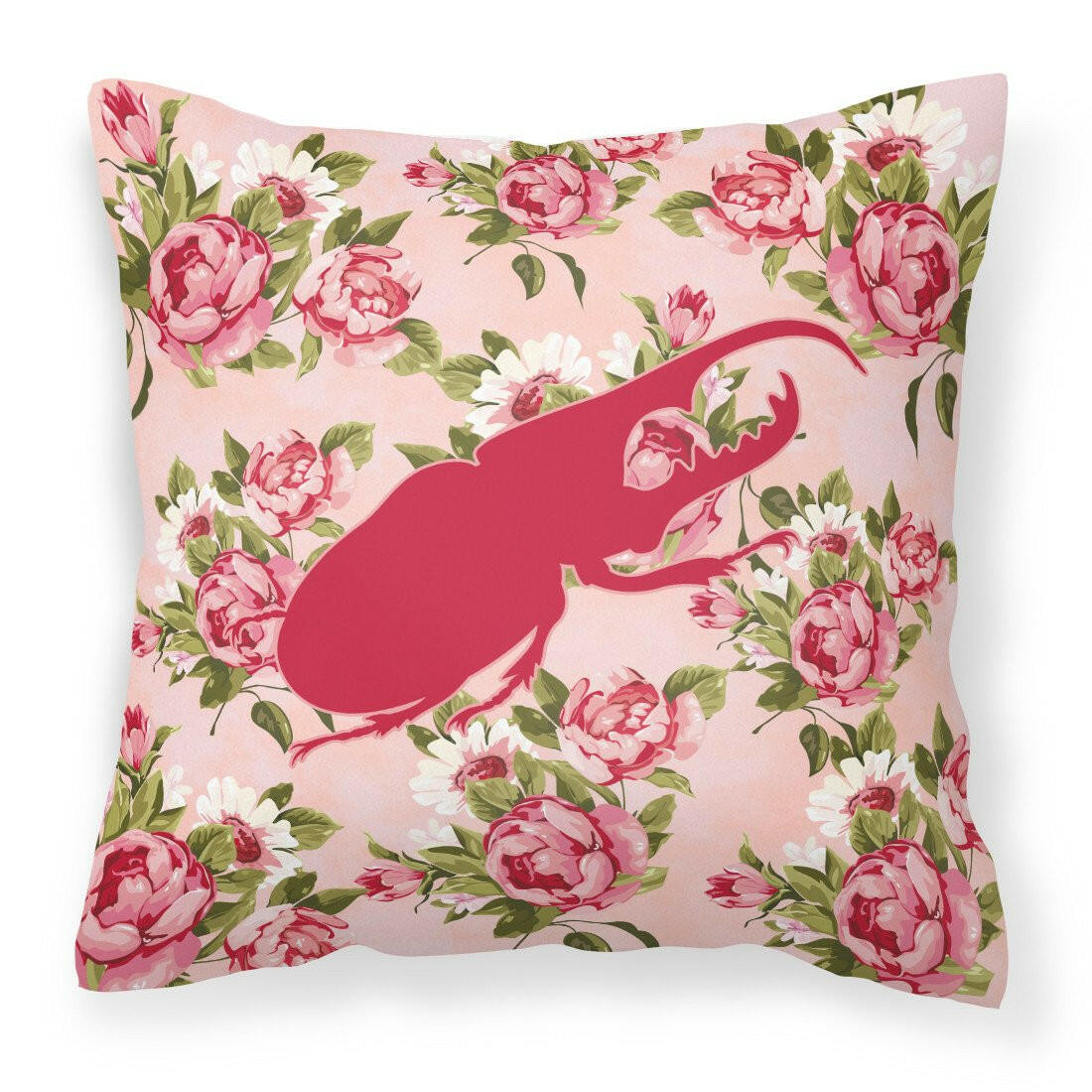 Beetle Shabby Chic Pink Roses  Fabric Decorative Pillow BB1056-RS-PK-PW1414 - the-store.com