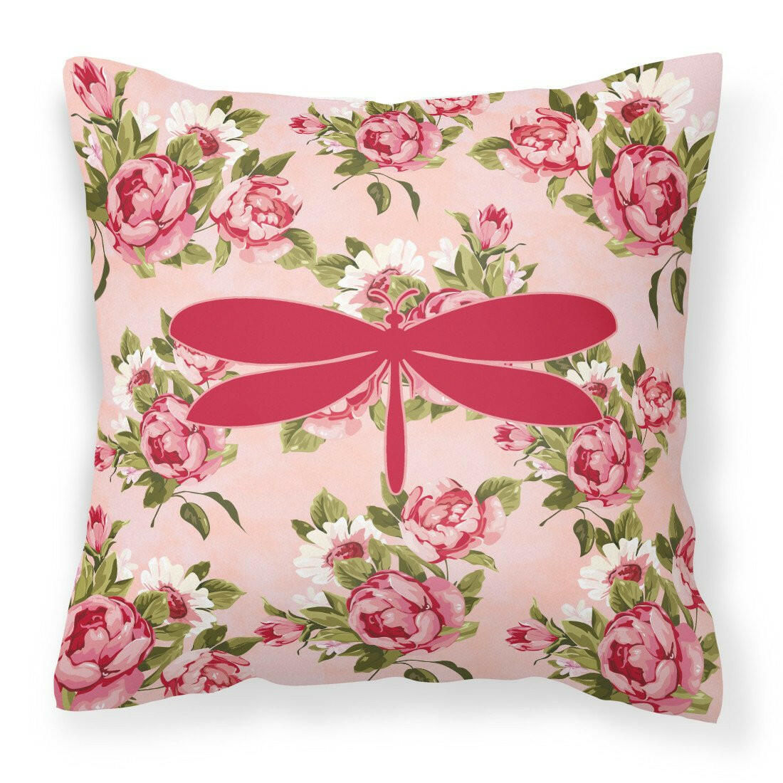 Moth Shabby Chic Pink Roses  Fabric Decorative Pillow BB1061-RS-PK-PW1414 - the-store.com