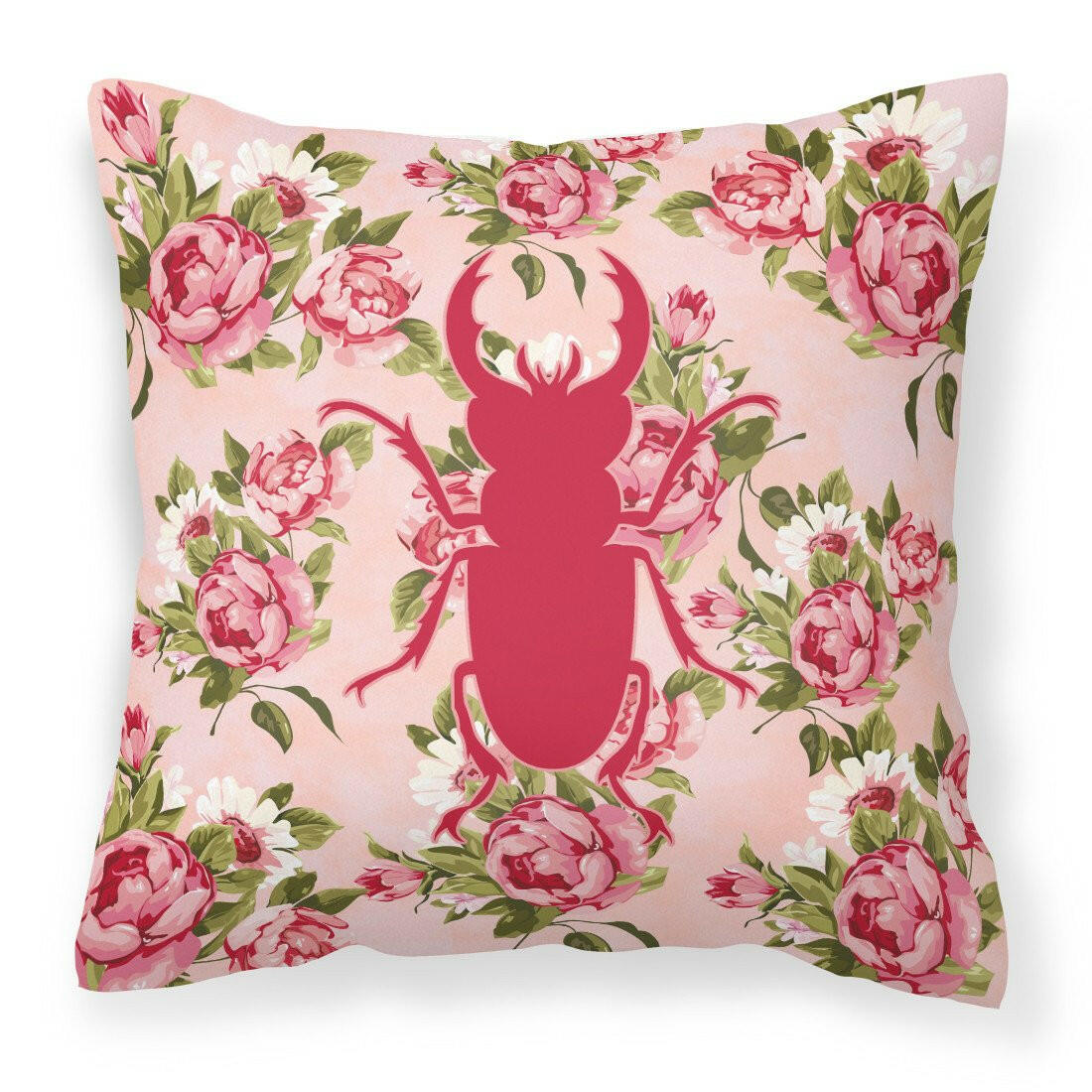 Beetle Shabby Chic Pink Roses  Fabric Decorative Pillow BB1063-RS-PK-PW1414 - the-store.com