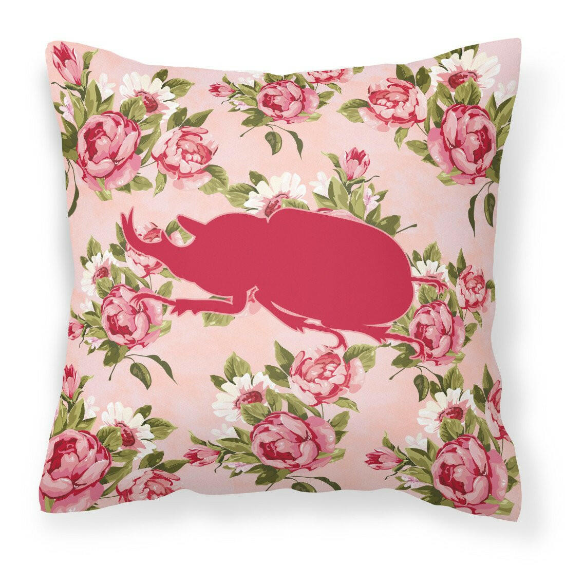 Beetle Shabby Chic Pink Roses  Fabric Decorative Pillow BB1064-RS-PK-PW1414 - the-store.com