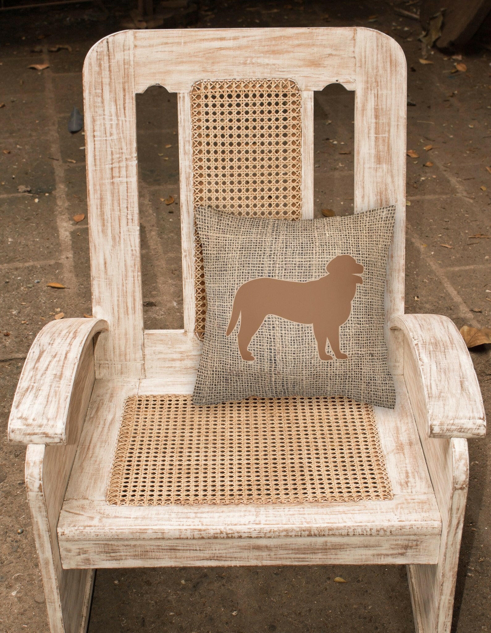 Curly Coated Retriever Burlap and Brown   Canvas Fabric Decorative Pillow - the-store.com