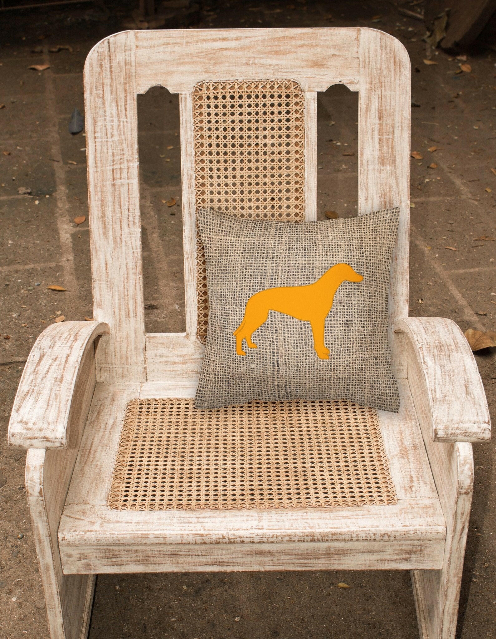 Greyhound Burlap and Orange   Canvas Fabric Decorative Pillow BB1086 - the-store.com