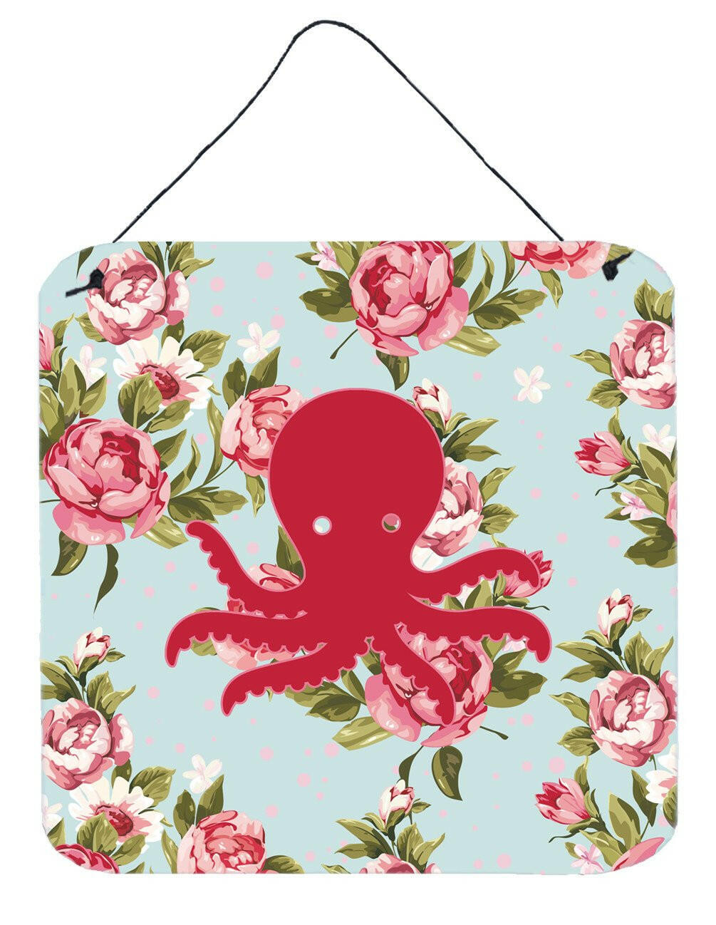 Octopus Shabby Chic Blue Roses Wall or Door Hanging Prints BB1090 by Caroline's Treasures