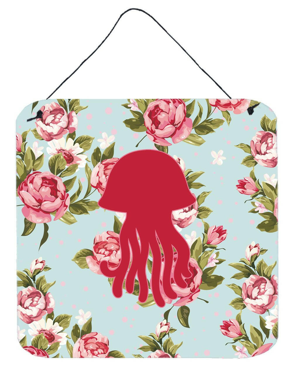 Jellyfish Shabby Chic Blue Roses Wall or Door Hanging Prints BB1091 by Caroline's Treasures