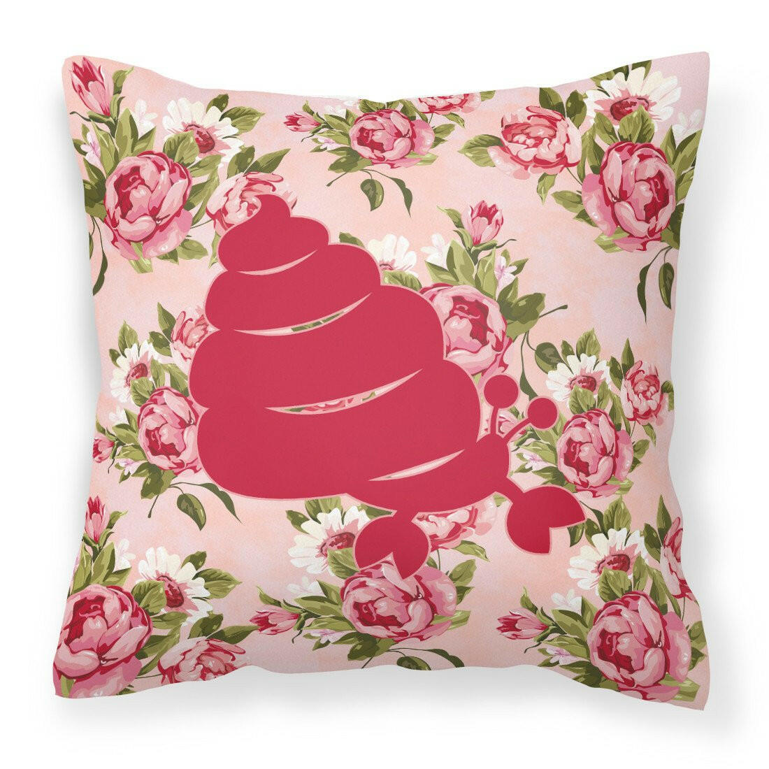 Hermit Crab Shabby Chic Pink Roses  Fabric Decorative Pillow BB1092-RS-PK-PW1414 - the-store.com