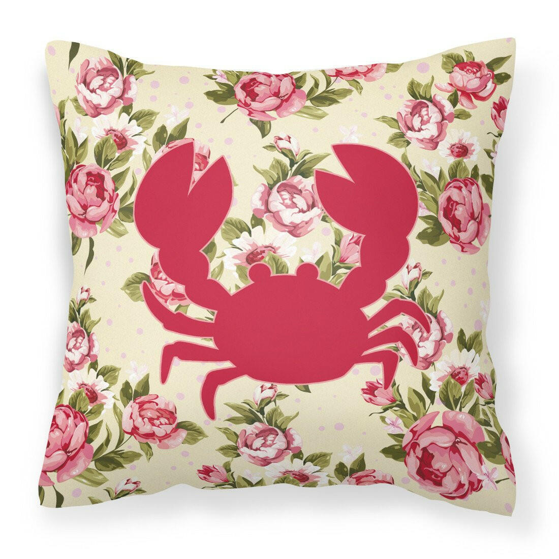 Crab Shabby Chic Yellow Roses  Fabric Decorative Pillow BB1104-RS-YW-PW1414 - the-store.com
