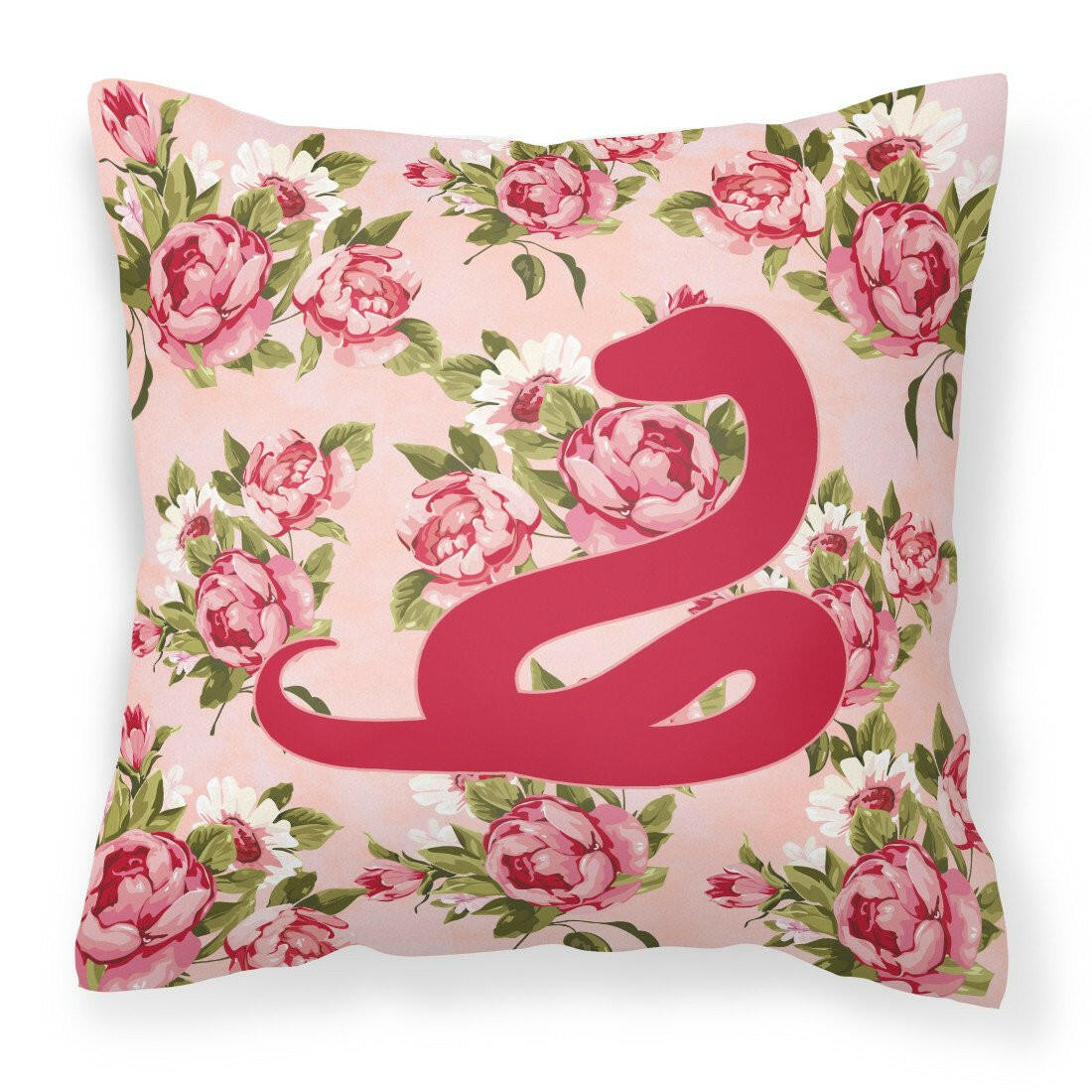 Snake Shabby Chic Pink Roses  Fabric Decorative Pillow BB1124-RS-PK-PW1414 - the-store.com