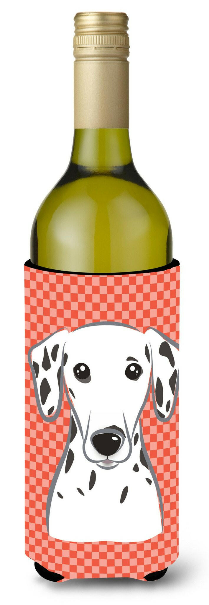 Red Checkered Dalmatian Wine Bottle Beverage Insulator Hugger BB1131LITERK by Caroline's Treasures