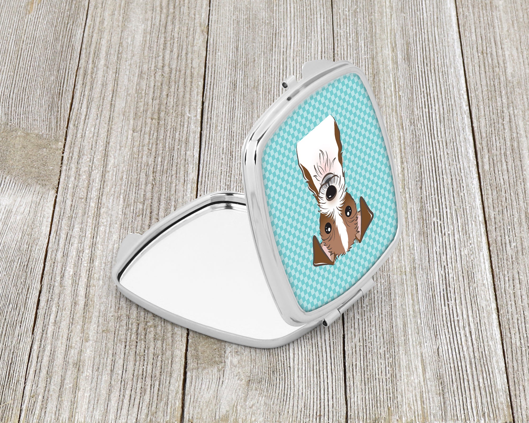 Checkerboard Blue Jack Russell Terrier Compact Mirror BB1140SCM