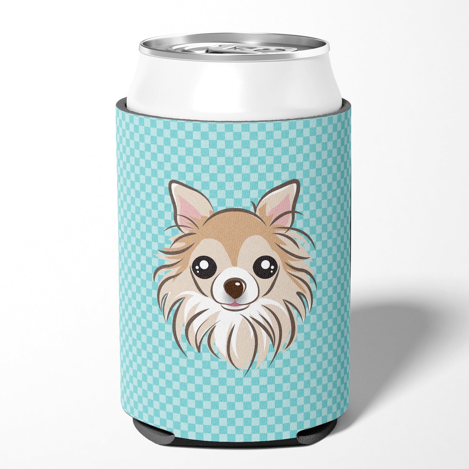 Checkerboard Blue Chihuahua Can or Bottle Hugger BB1189CC.