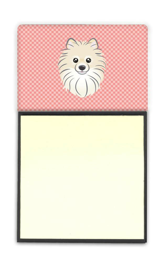 Checkerboard Pink Pomeranian Refiillable Sticky Note Holder or Postit Note Dispenser BB1207SN by Caroline's Treasures