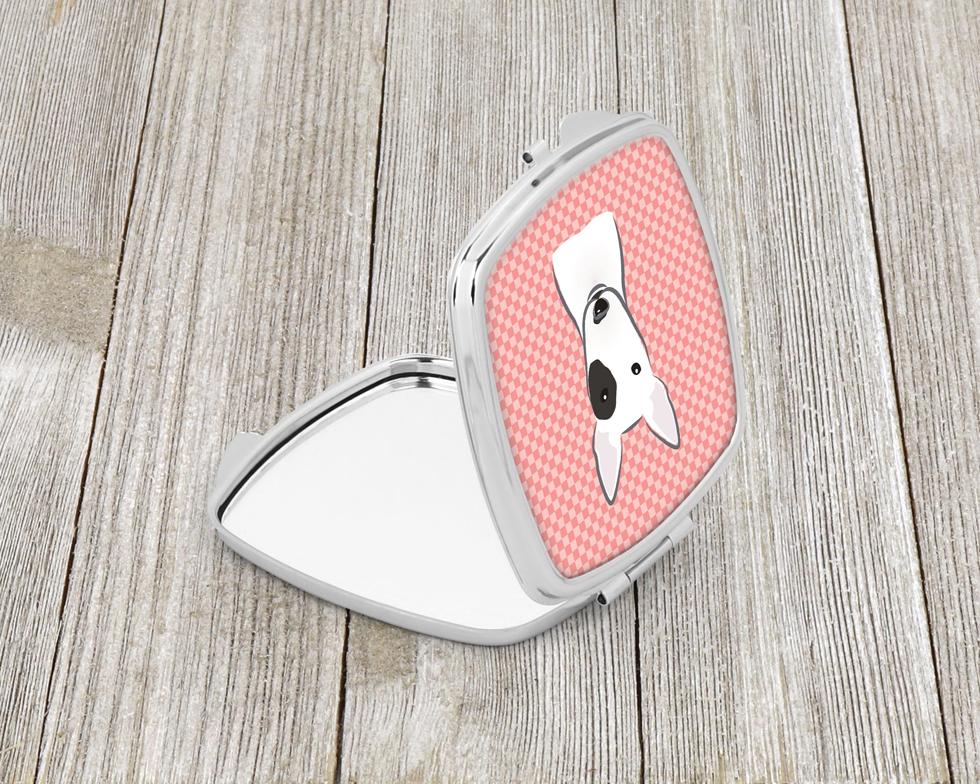 Checkerboard Pink Bull Terrier Compact Mirror BB1209SCM