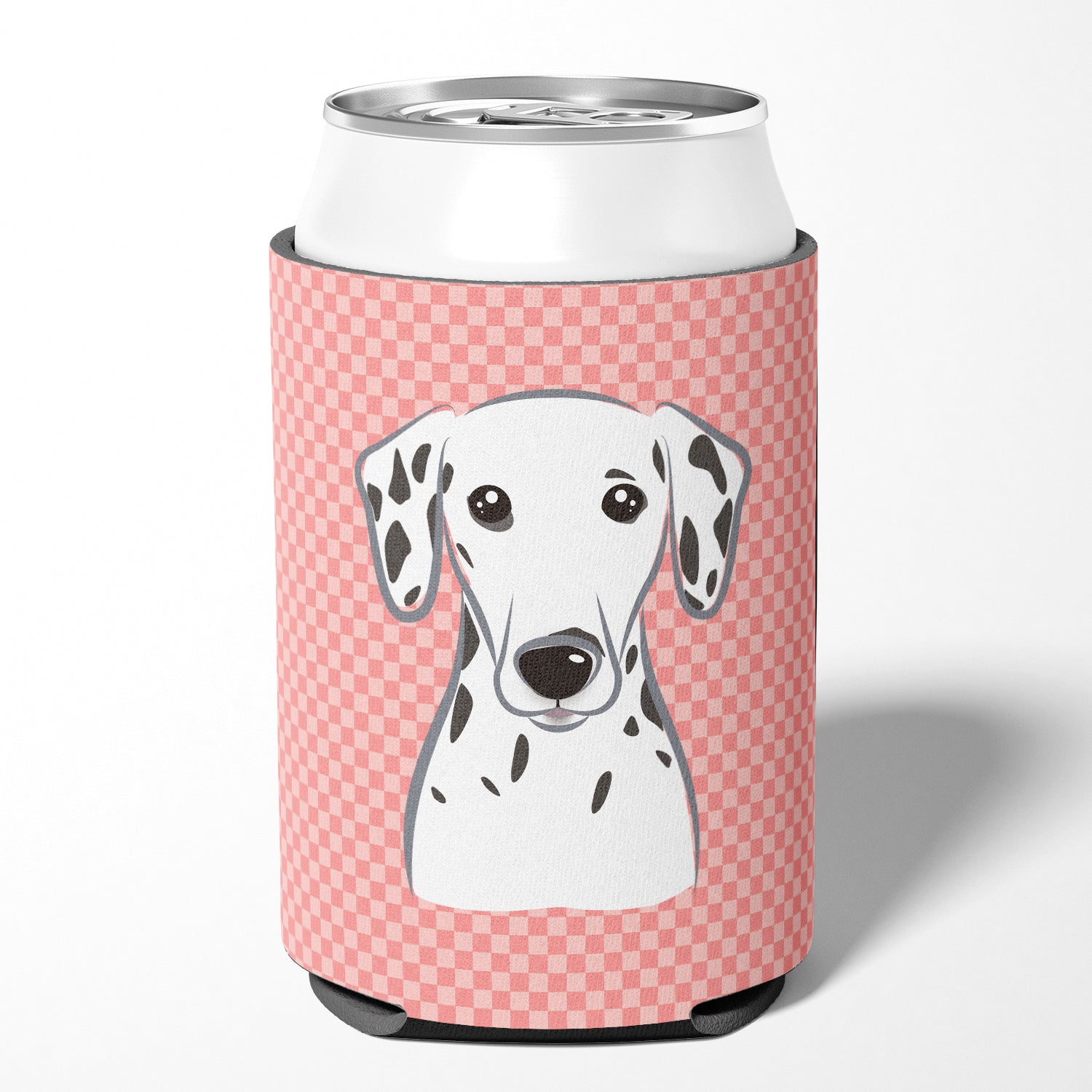 Checkerboard Pink Dalmatian Can or Bottle Hugger BB1210CC.
