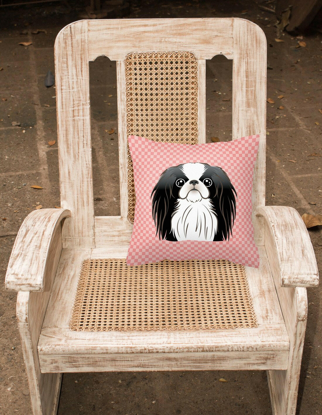 Checkerboard Pink Japanese Chin Canvas Fabric Decorative Pillow BB1230PW1414 - the-store.com