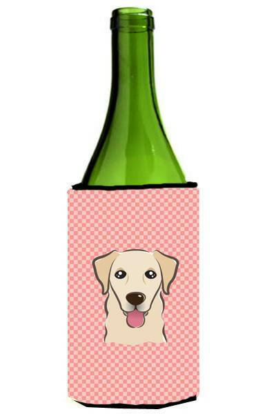 Checkerboard Pink Golden Retriever Wine Bottle Beverage Insulator Hugger BB1252LITERK by Caroline's Treasures