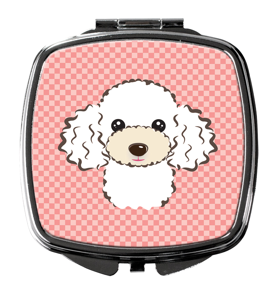 Checkerboard Pink White Poodle Compact Mirror BB1257SCM