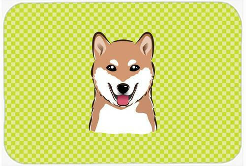 Checkerboard Lime Green Shiba Inu Mouse Pad, Hot Pad or Trivet BB1287MP by Caroline's Treasures