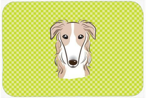 Checkerboard Lime Green Borzoi Mouse Pad, Hot Pad or Trivet BB1290MP by Caroline's Treasures