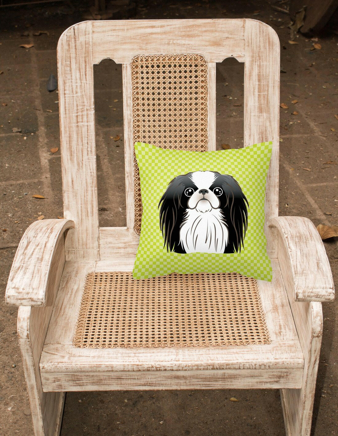 Checkerboard Lime Green Japanese Chin Canvas Fabric Decorative Pillow BB1292PW1414 - the-store.com