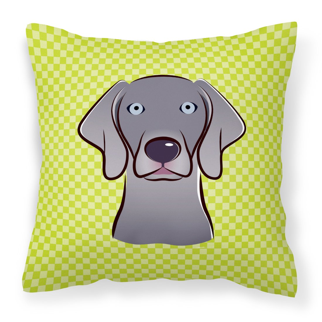 Checkerboard Lime Green Weimaraner Canvas Fabric Decorative Pillow by Caroline's Treasures