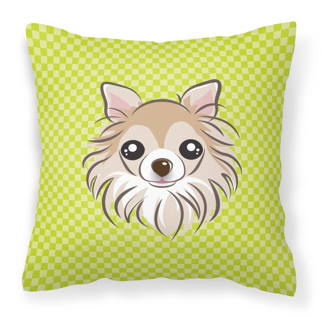 Checkerboard Lime Green Chihuahua Canvas Fabric Decorative Pillow by Caroline's Treasures