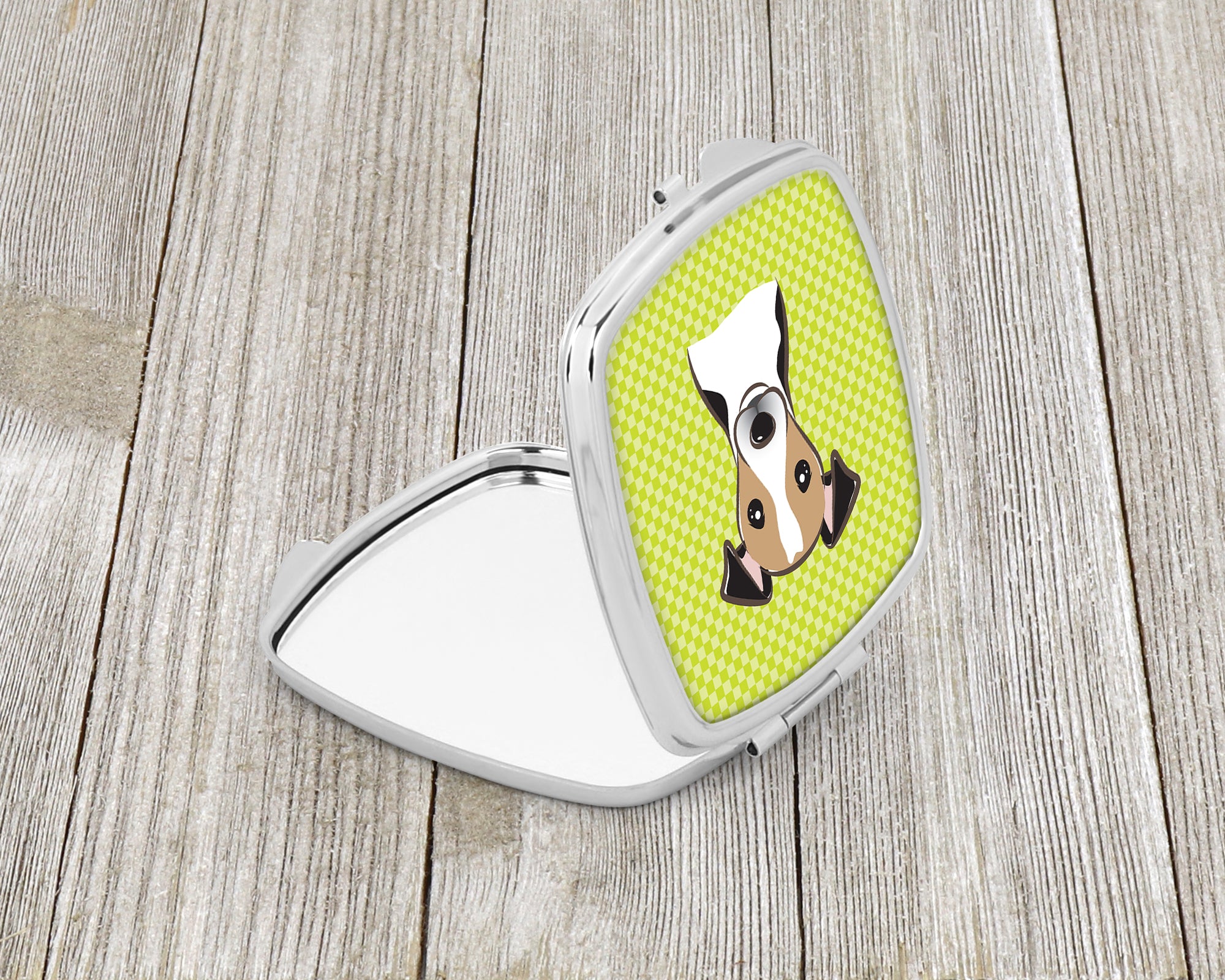 Checkerboard Lime Green Jack Russell Terrier Compact Mirror BB1323SCM