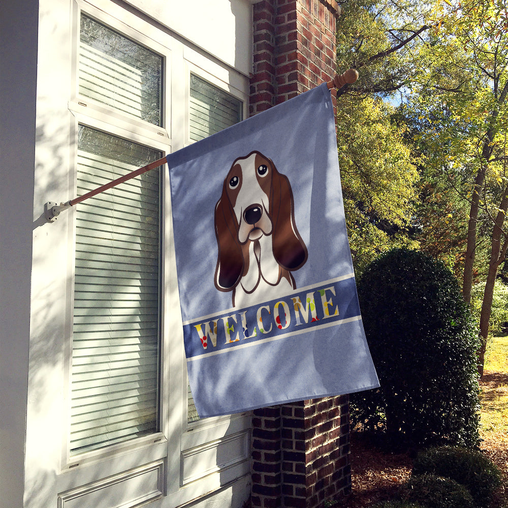 Basset Hound Welcome Flag Canvas House Size BB1429CHF
