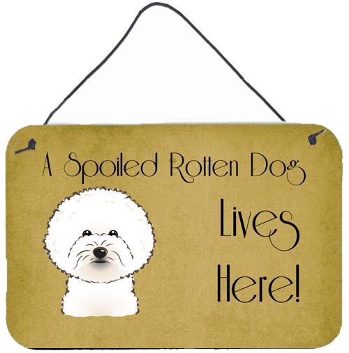 Bichon Frise Spoiled Dog Lives Here Wall or Door Hanging Prints BB1465DS812 by Caroline's Treasures