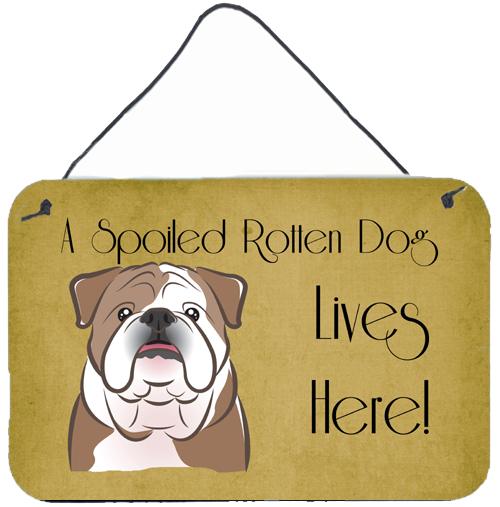 English Bulldog  Spoiled Dog Lives Here Wall or Door Hanging Prints BB1467DS812 by Caroline's Treasures