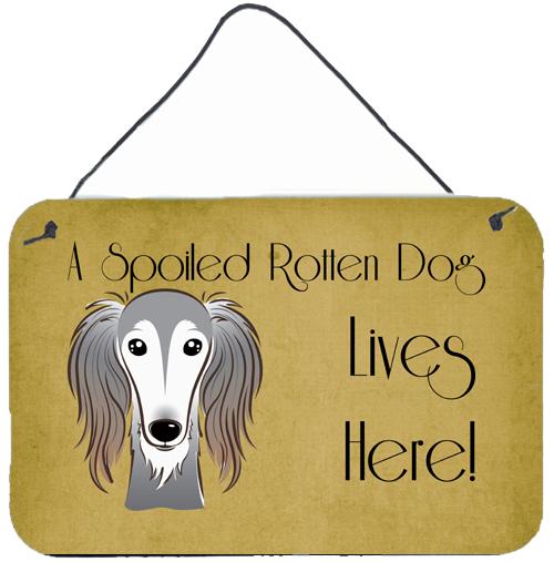 Saluki Spoiled Dog Lives Here Wall or Door Hanging Prints BB1477DS812 by Caroline's Treasures