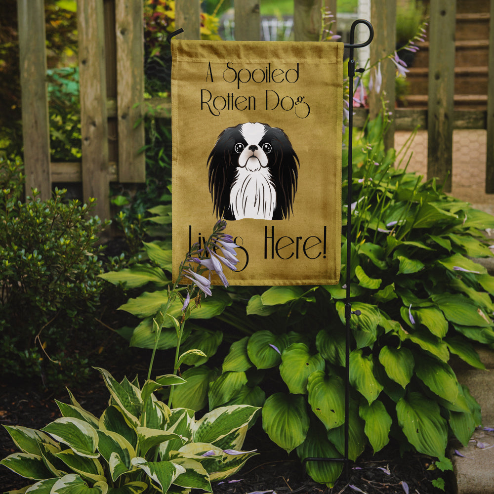 Japanese Chin Spoiled Dog Lives Here Flag Garden Size BB1478GF.