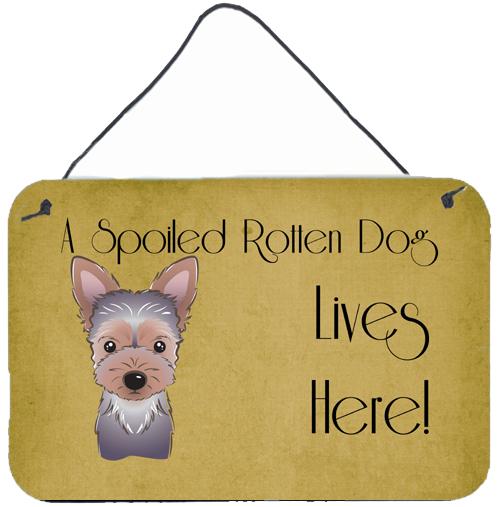 Yorkie Puppy Spoiled Dog Lives Here Wall or Door Hanging Prints BB1480DS812 by Caroline's Treasures