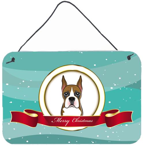 Boxer Merry Christmas Wall or Door Hanging Prints BB1533DS812 by Caroline's Treasures