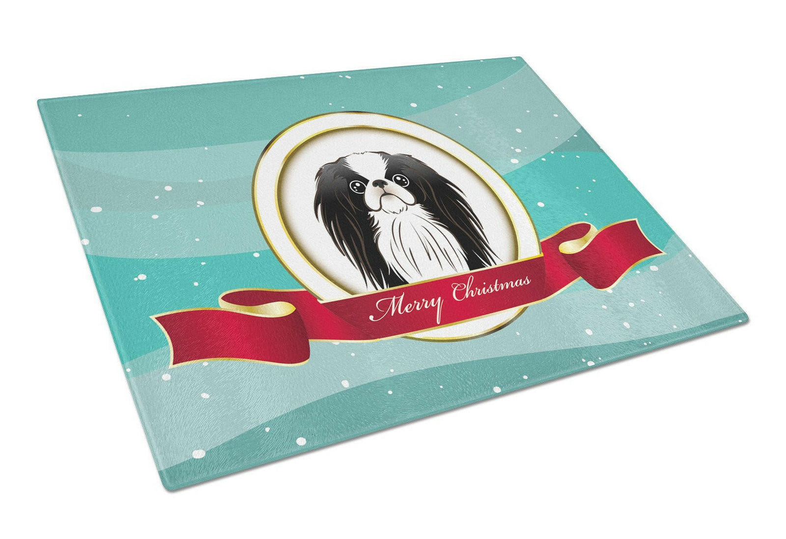 Japanese Chin Merry Christmas Glass Cutting Board Large BB1540LCB by Caroline's Treasures