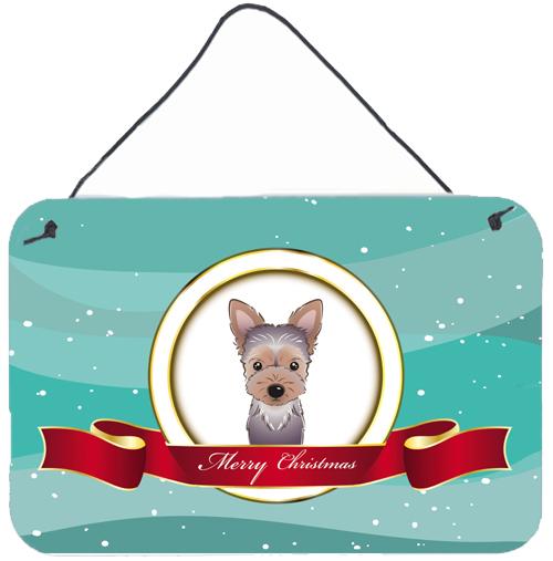 Yorkie Puppy Merry Christmas Wall or Door Hanging Prints BB1542DS812 by Caroline's Treasures