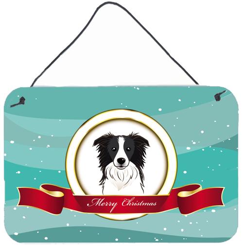 Border Collie Merry Christmas Wall or Door Hanging Prints BB1551DS812 by Caroline's Treasures