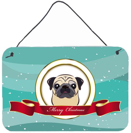 Fawn Pug Merry Christmas Wall or Door Hanging Prints BB1572DS812 by Caroline's Treasures
