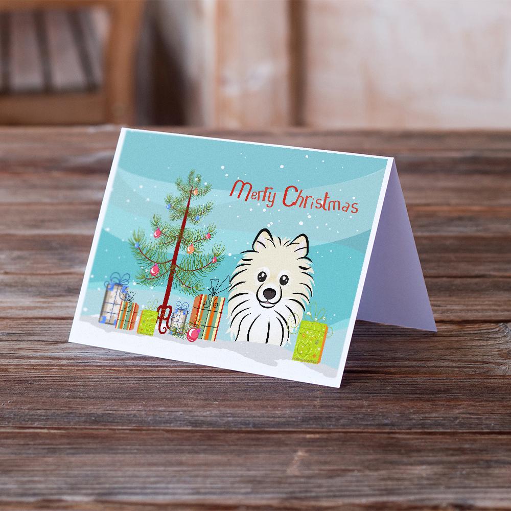 Buy this Christmas Tree and Pomeranian Greeting Cards and Envelopes Pack of 8