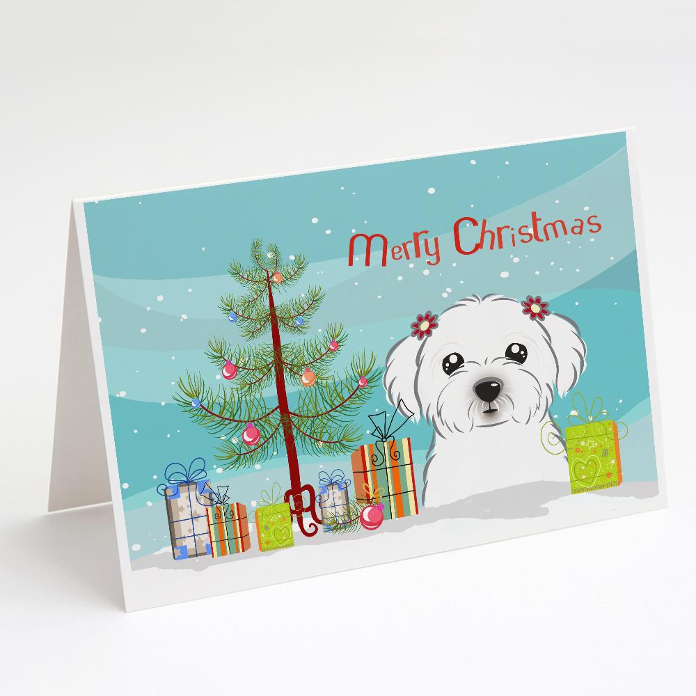 Buy this Christmas Tree and Maltese Greeting Cards and Envelopes Pack of 8