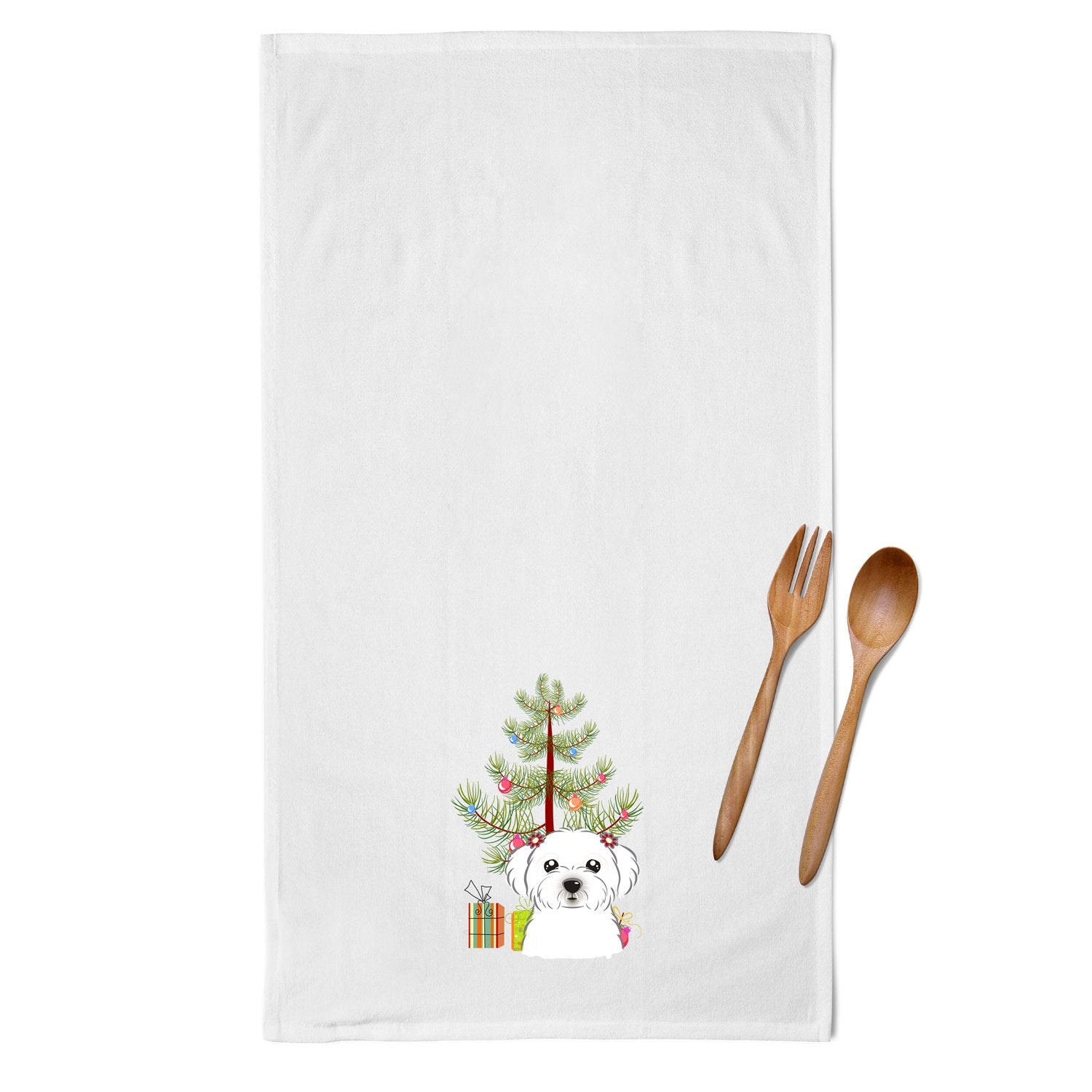 Christmas Tree and Maltese White Kitchen Towel Set of 2 BB1580WTKT by Caroline's Treasures