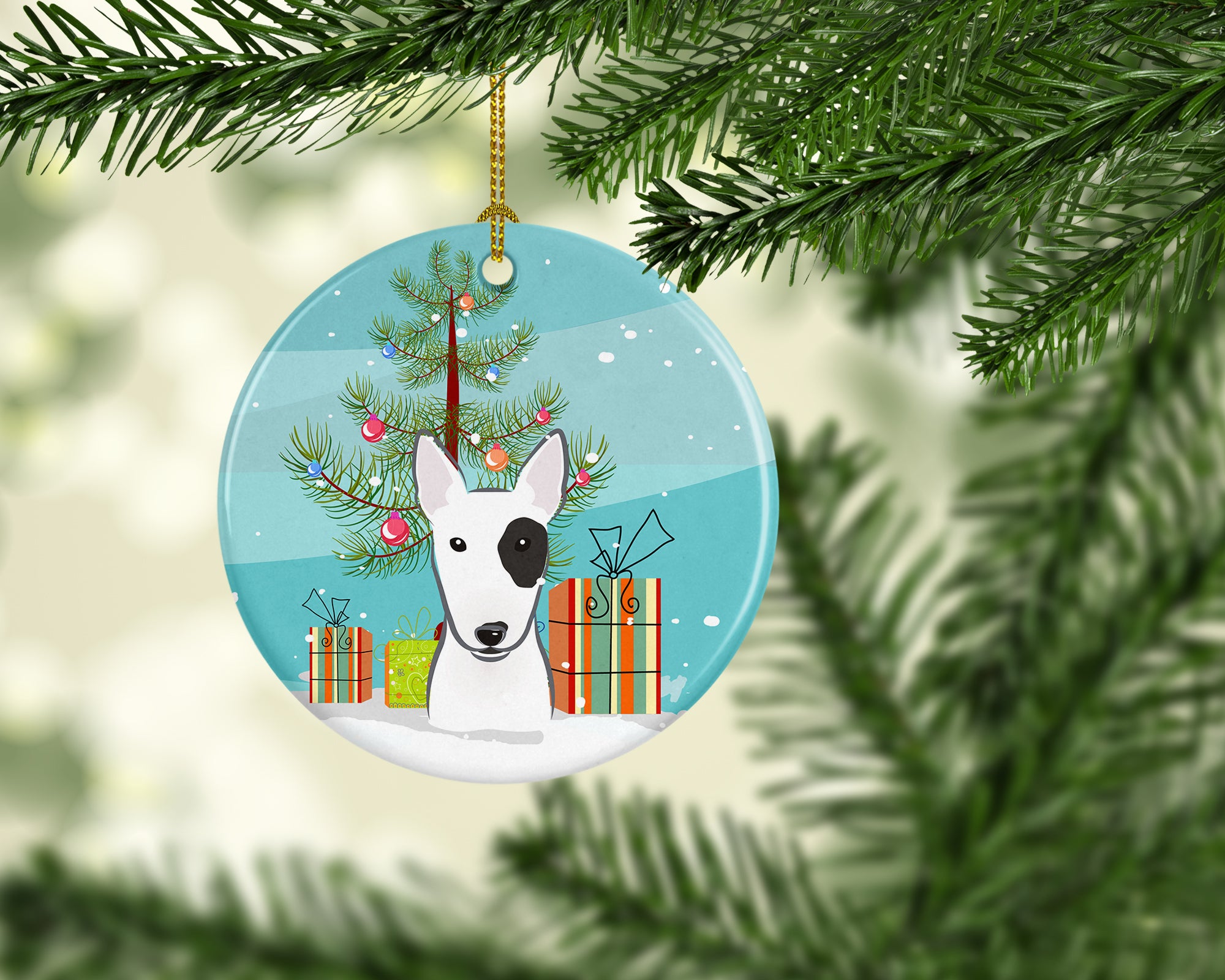 Christmas Tree and Bull Terrier Ceramic Ornament BB1581CO1 - the-store.com