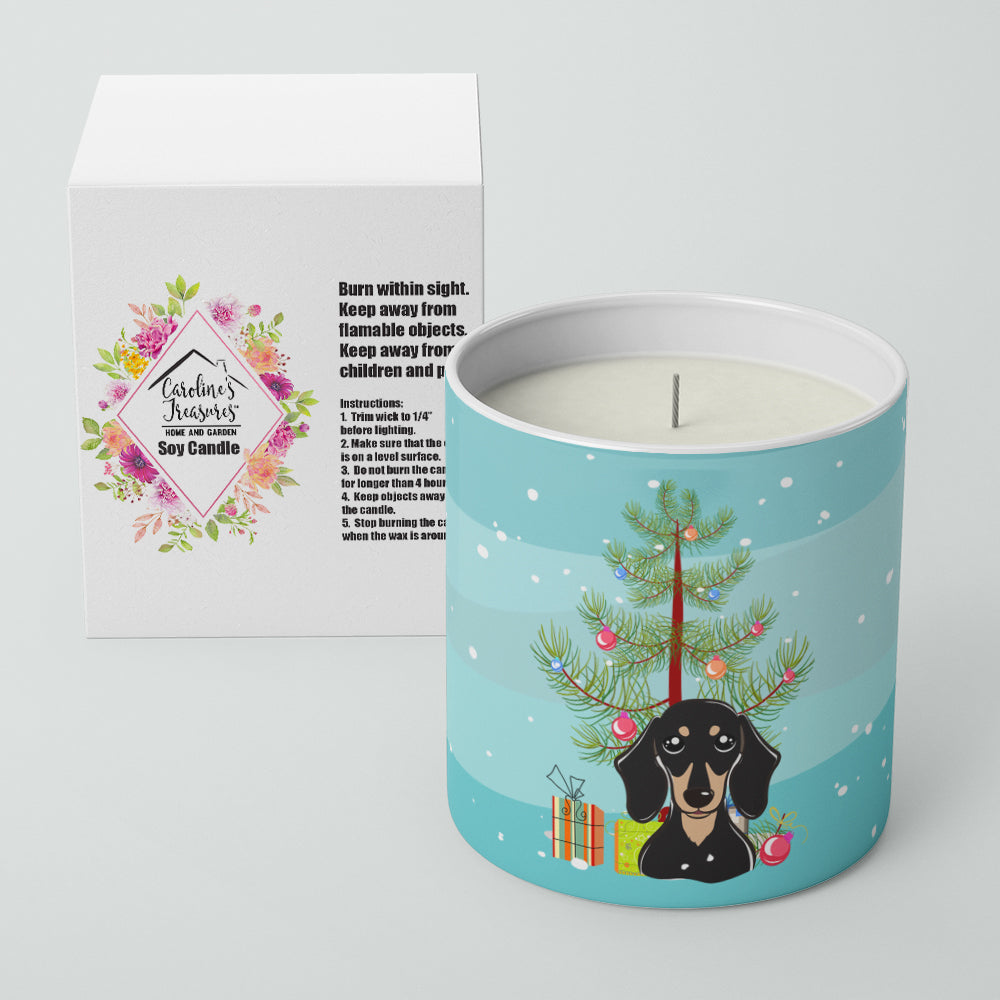 Buy this Christmas Tree and Smooth Black and Tan Dachshund 10 oz Decorative Soy Candle