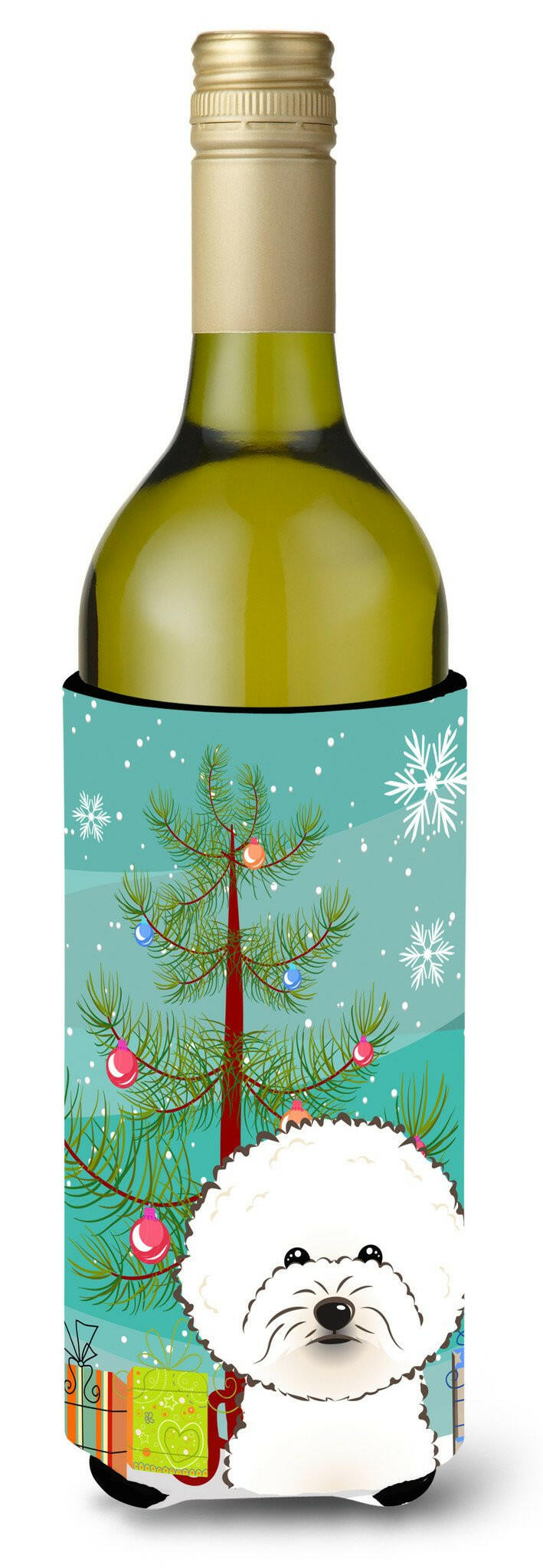 Christmas Tree and Bichon Frise Wine Bottle Beverage Insulator Hugger BB1589LITERK by Caroline's Treasures