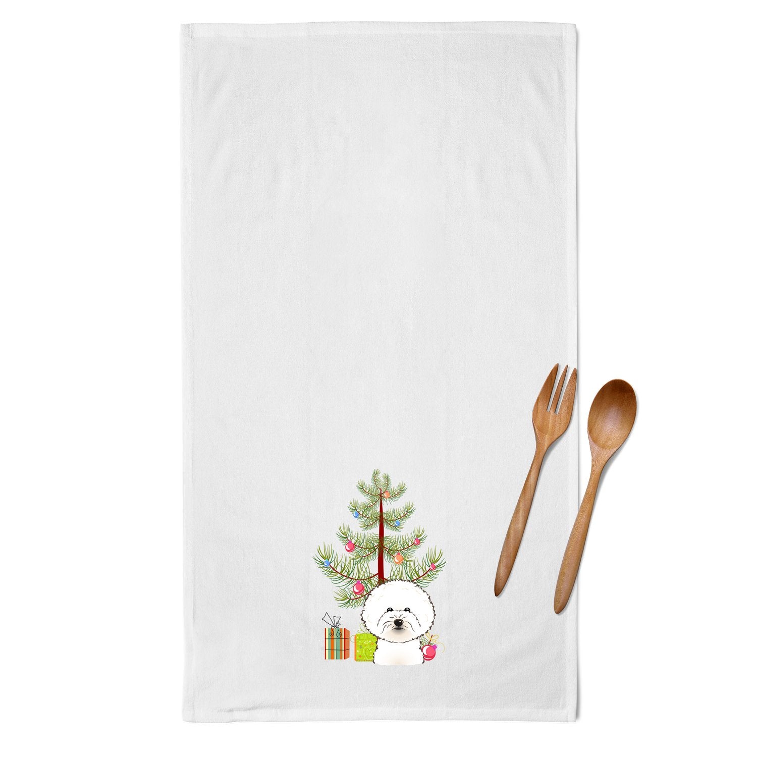 Christmas Tree and Bichon Frise White Kitchen Towel Set of 2 BB1589WTKT by Caroline's Treasures