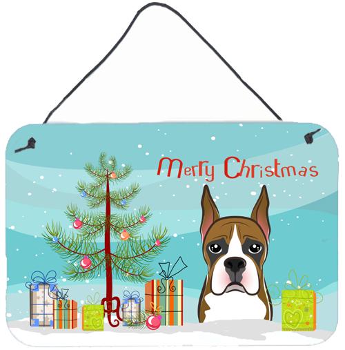 Christmas Tree and Boxer Wall or Door Hanging Prints by Caroline's Treasures