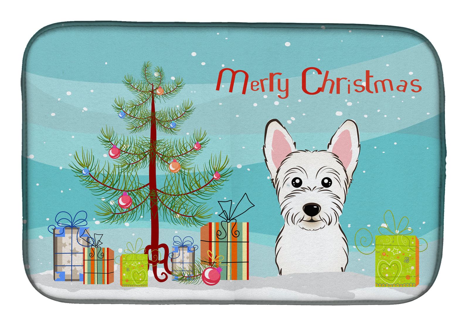 Christmas Tree and Westie Dish Drying Mat BB1598DDM