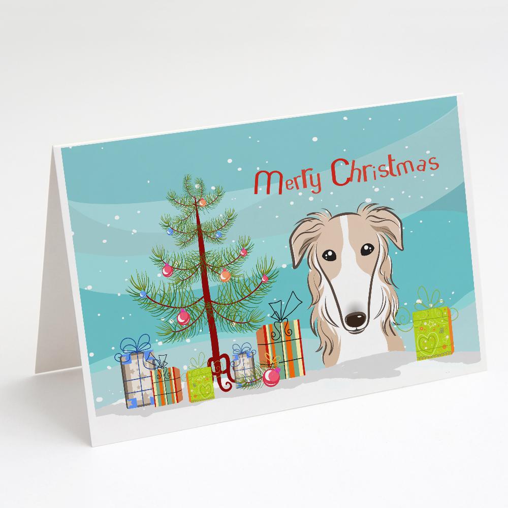 Buy this Christmas Tree and Borzoi Greeting Cards and Envelopes Pack of 8