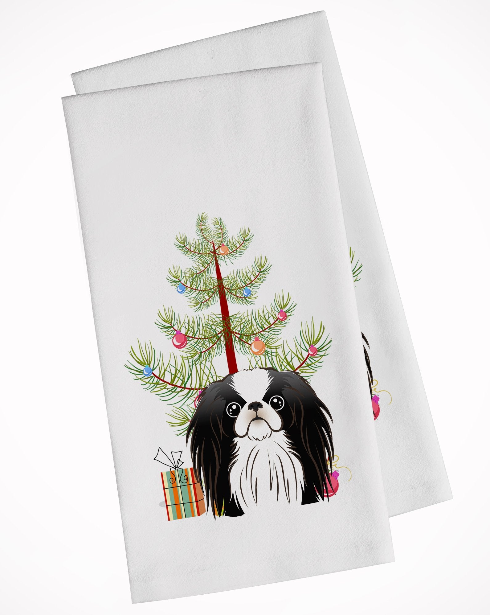 Christmas Tree and Japanese Chin White Kitchen Towel Set of 2 BB1602WTKT by Caroline's Treasures
