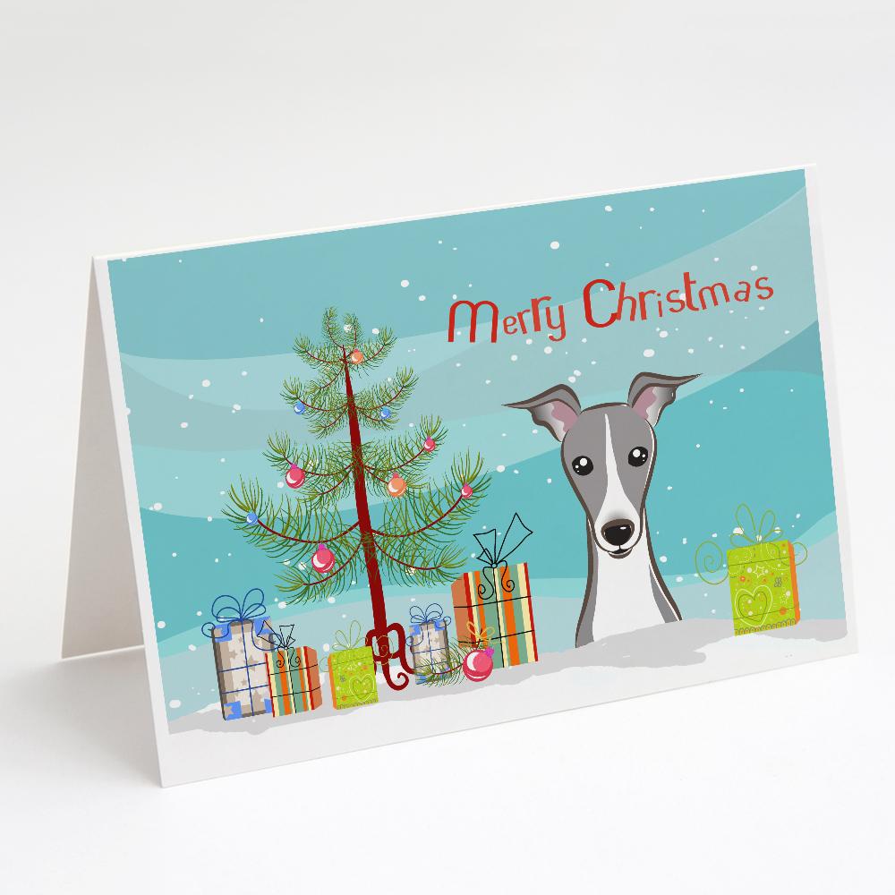Buy this Christmas Tree and Italian Greyhound Greeting Cards and Envelopes Pack of 8
