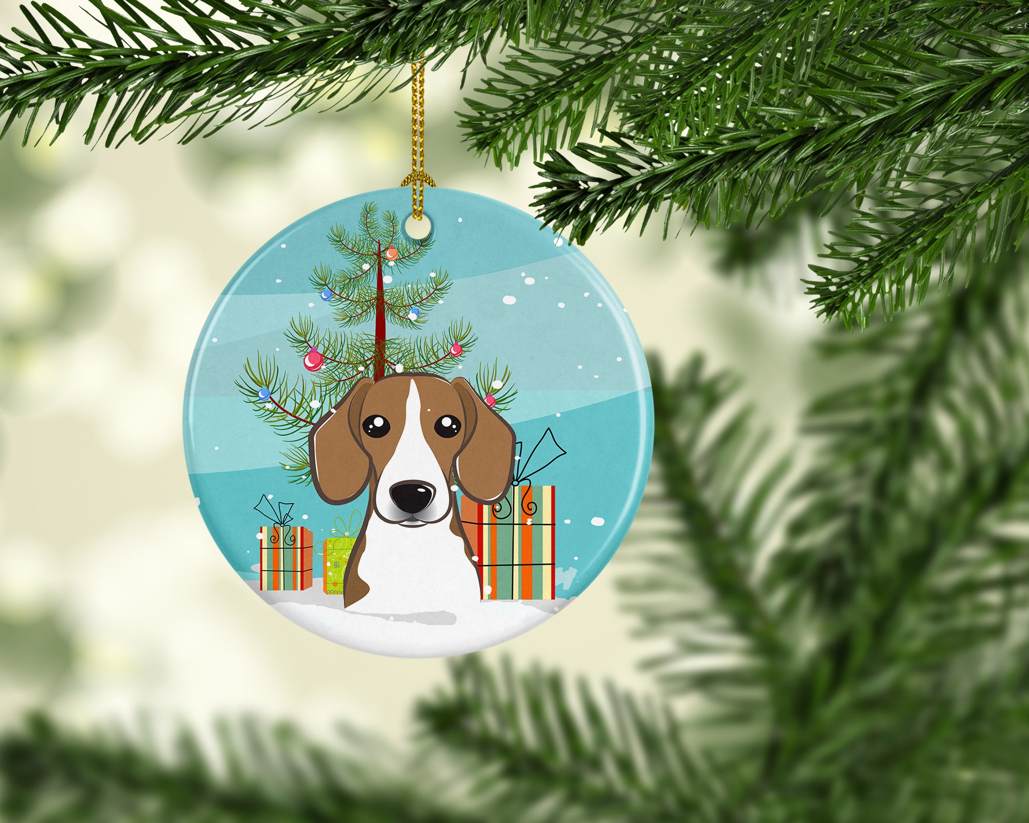 Christmas Tree and Beagle Ceramic Ornament BB1611CO1 - the-store.com